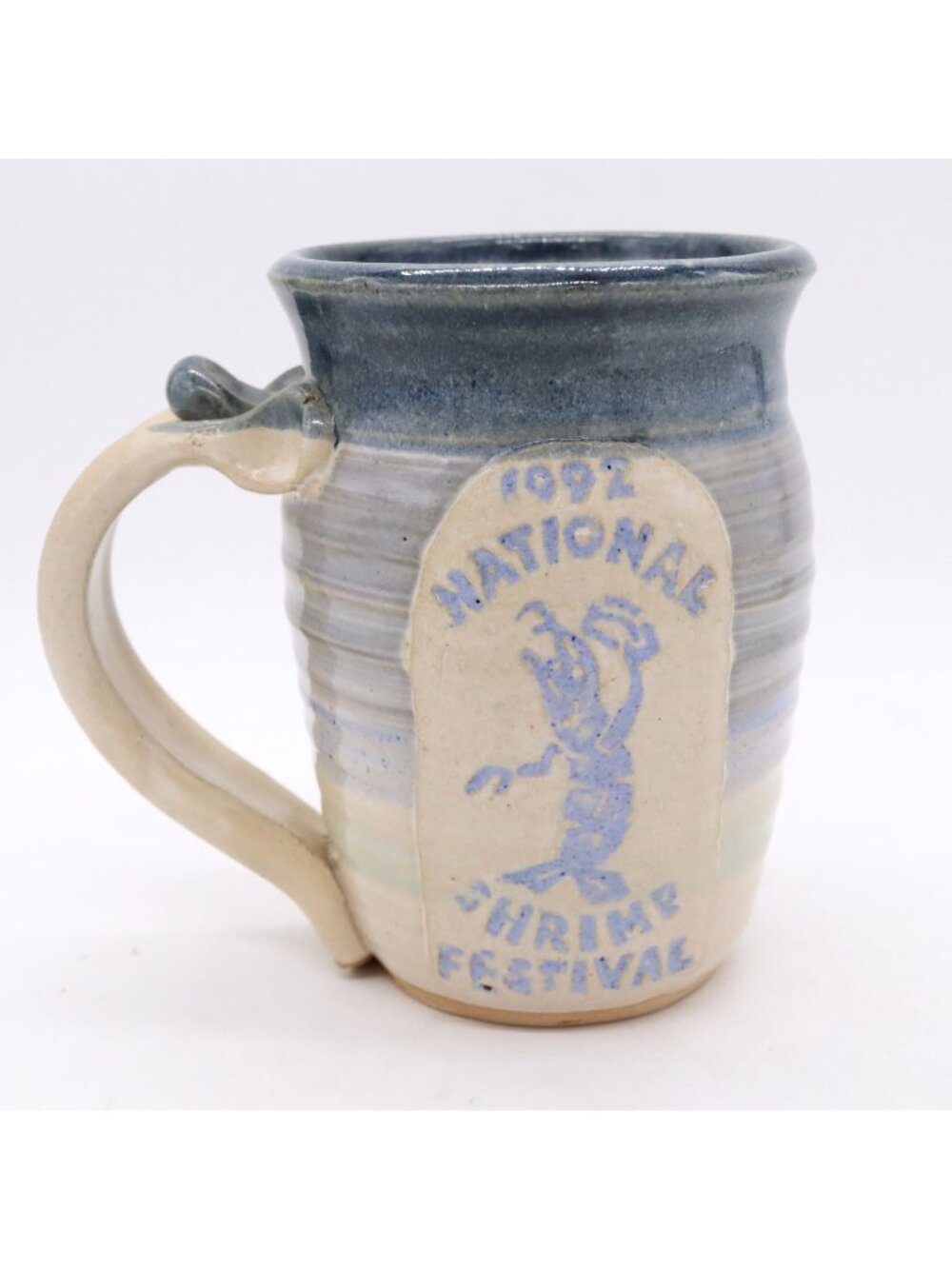 1992 National Shrimp Festival Pottery Mug Sea Oat Studio Signed Burrow LE 150